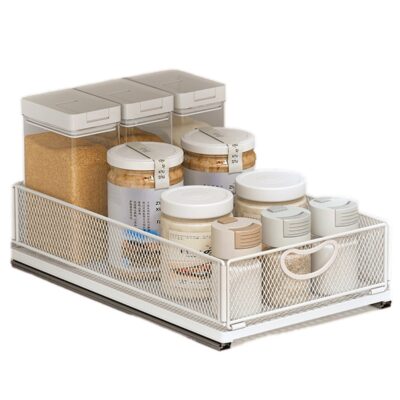 Sliding Shelf for Kitchen Cabinet – Pull-Out Spice Rack, Bathroom Cabinet Organizer, Pantry Storage & Kitchen Organizer