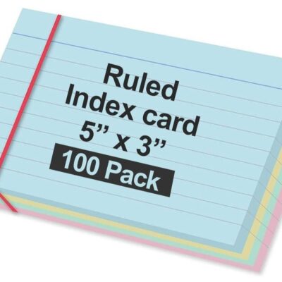 Ruled index card, 100 Pack Colored Lined Record Cards for Office School Note making, List Making, Revision Flash Cards, 5” x 3”
