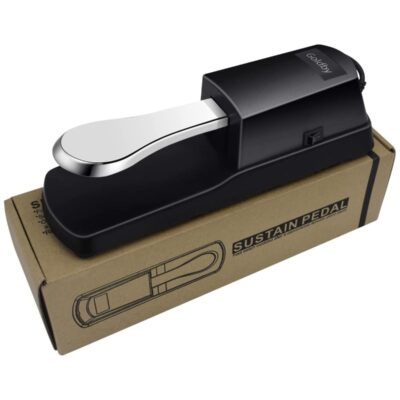 Goldby Piano Sustain Pedal, Universal Keyboard Foot Sustain Pedal for Yamaha, Casio, Roland, Korg Digital Pianos MIDI Keyboard Electronic Keyboards Electric Organ Synthesizer, 1/4 Inch Jack (Sliver)