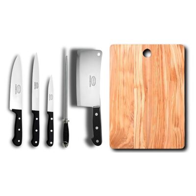 5 Piece Knife set With Cutting Board Black 21X4X34cm