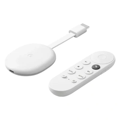 Google Chromecast with Google TV 4K White - Smart Streaming Device with Voice Remote, HDR & Built-in Google Assistant