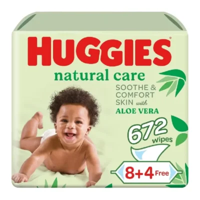 Huggies Natural Care Baby Wipes, Aloe Vera, Plant-Based Fibers, Hypoallergenic, Paraben & Alcohol Free, 56s x 12 (672 Wipes) - B0067