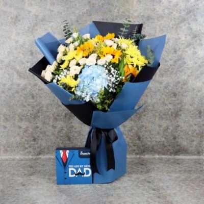 Alpha Flower Bouquet and Assorted Chocolates