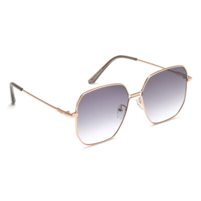 IRUS Women Gradient Grey Lens Sunglasses Full Frame Hexagonal Shape 59-16-148mm Gold Metal Frame CR39 Lens - 1138C1