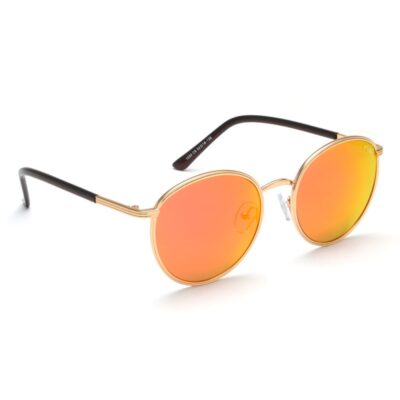 IRUS Women Mirrored Red Lens Sunglasses Full Frame Oval Shape 52-16-138mm Gold Metal Frame CR39 Lens - 1050C6