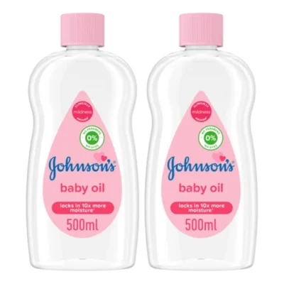 Johnsons Baby Pure & Gentle Moisturising Oil, Ideal for Massage, Gentle & Nourishing Care, 500ml x 2 - B05182