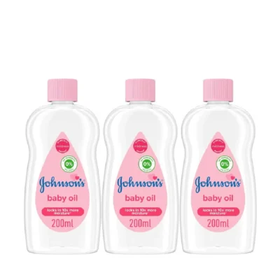 Johnsons Baby Pure & Gentle Moisturising Oil, Massage Oil, Hypoallergenic, Sensitive Skin, 200ml x 3 - B05186