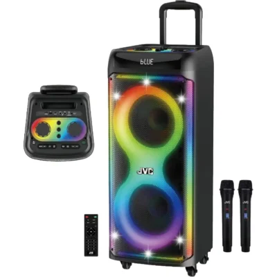 JVC Portable Party Speaker 2000W Bluetooth Dual 10 Inch Speaker with Mic XS-N5214PB