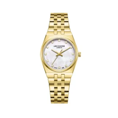 Lee Cooper Metal Analog Watch LC08204-120 Women 30mm Beige MOP Dial Water Resistant Care