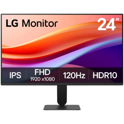 LG 24U411A-B 24 Inch Full HD IPS Monitor - 1920x1080, 120Hz, HDR10, 99 Percent sRGB, Flicker Safe, Reader Mode, Black