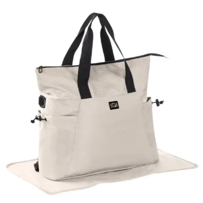 Little Story Mommy Diaper Bag with Changing Mat, 3-in-1 Convertible Backpack, Handbag & Shoulder Bag, Beige - LS_DPB_IV