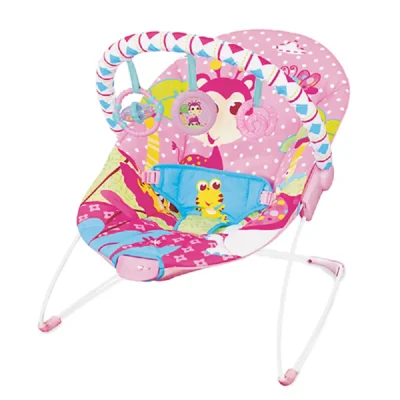 Mastela Bouncer Rocker with Gentle Vibration, 3-Point Safety Harness & Removable Toy Bar, Pink - LBB6790