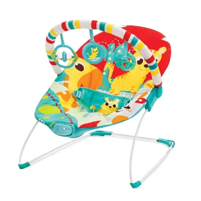 Mastela Bouncer Rocker with Gentle Vibration, 3-Point Safety Harness & Removable Toy Bar, Red - LBB6730