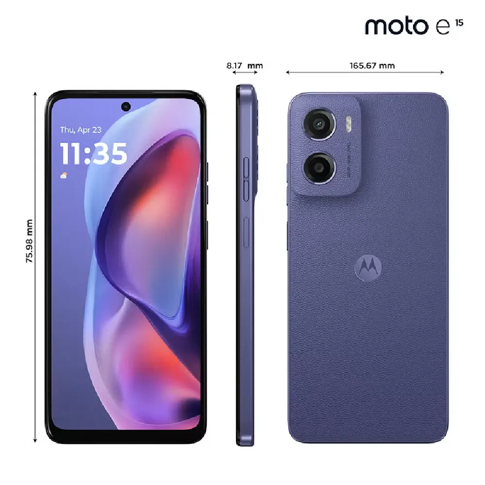Motorola E15 4G Dual SIM - 6.67 Inch LCD Display, 2GB, 64GB, 32MP AI Camera, 5200mAh Battery, Fresh Lavender - Middle East Version - Image 3