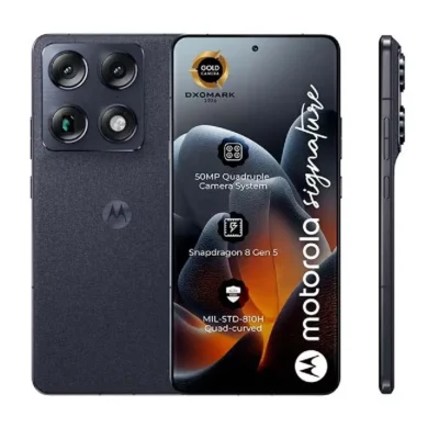 Motorola Signature 5G Dual SIM - 6.8 Inch AMOLED Display, 16GB, 512GB, 5200mAh Battery, Carbon - Middle East Version with Free Moto Buds
