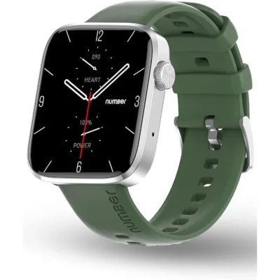 NUMBER DialFit Pro Max 1.91 Inch Bluetooth Calling Smartwatch GPS NFC Silver Green