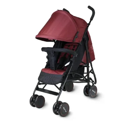 Nurtur Archer Compact Lightweight Travel Stroller with Reclining Seat, 5-Point Harness & Storage Basket for 0-36 Months, Red - B818-NR3