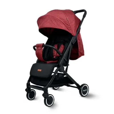 Nurtur Bravo Travel Cabin Stroller with Reclining Seat, Basket & UPF 50+ Canopy, 0-4 Years, Red - S101(T208)-NR2