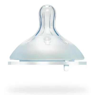 Nurtur Cozi Wide Neck Silicone Baby Bottle Teats, 3-Flow Rate X-Cut, Soft & Flexible, Nude - TCNR-621