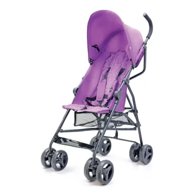 Nurtur Leo Lightweight Stroller Pro, Compact One-Hand Fold with Padded Reclining Seat, 5-Point Harness, Sun Canopy & Storage Basket for 6-36 Months - Purple - TC-TW-306-PUR