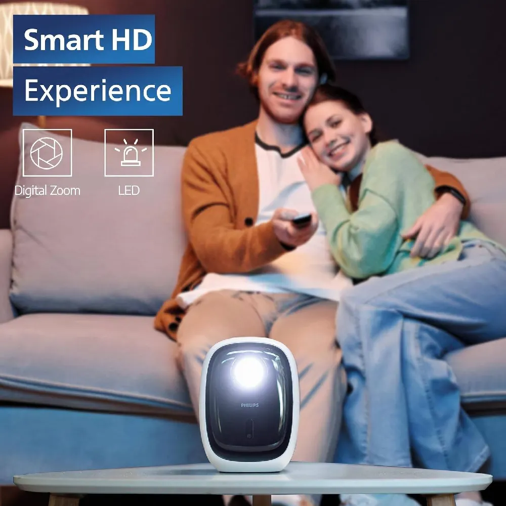 Philips NeoPix Home Projector - 720p HD, 70 Inch Projection, Smart OS with Apps, Auto Keystone, LED Light Source, 1 Year Warranty, Black, NPX130 - Image 2