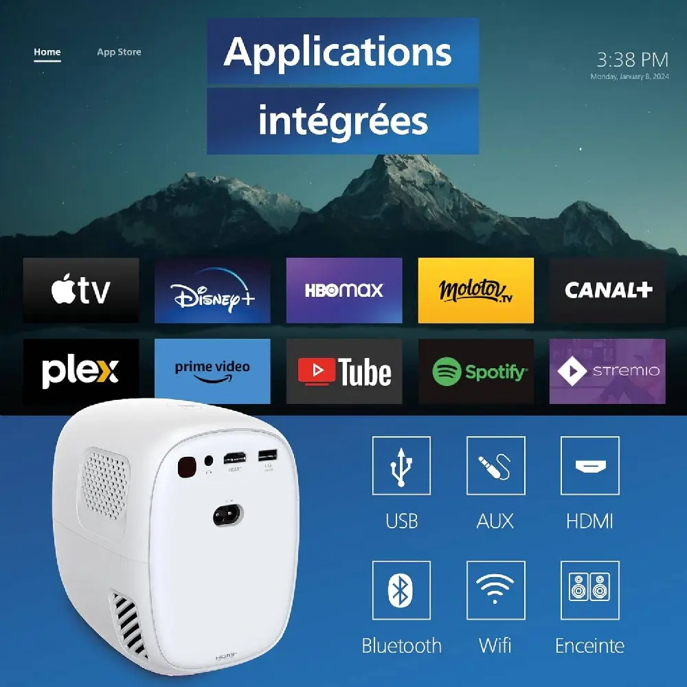 Philips NeoPix Home Projector - 720p HD, 70 Inch Projection, Smart OS with Apps, Auto Keystone, LED Light Source, 1 Year Warranty, Black, NPX130 - Image 3