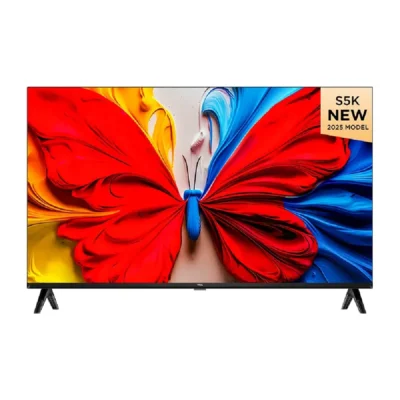 TCL S5K 32 Inch QLED Full HD Smart Google TV, HDR10+, Dolby Audio, Google Cast, Ultra-Wide Color Gamut, 60Hz, Metallic Bezel-less Design, 32S5K - Black