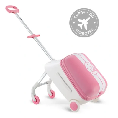 Teknum 3-in-1 Ride-On Suitcase, 34L Cabin Trolley with 360 Degree Swivel Wheels, Convertible Ride-On Design, Panda - TK_RDOSUI_PIPA