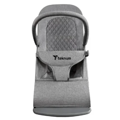 Teknum 3-Stage Baby Bouncer & Recliner Seat with 3-Point Padded Safety Belt, Hanging Toys, Washable Fabric, Foldable Design, Grey - TK_3SBO_GY