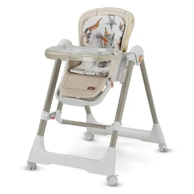 Teknum 5-in-1 Swing with High Chair, 3-Stage Reclining Seat, 4 Height Adjustments, 360 Degree Lockable Wheels & 5-Point Harness, Ivory - TK_HC3_IV