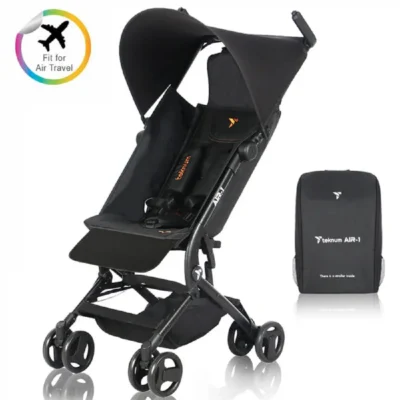 Teknum AIR-1 Travel Stroller with Carry Backpack, Ultra Compact Lightweight Baby Stroller, 5-Point Safety Harness, Black - TK_AIR1_BK