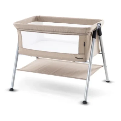 Teknum Sleepzen 2 Bedside Crib Bassinet, Breathable Mesh Design with Mattress & Storage Shelf, Newborn Baby Cot, Ivory - TK_SLPZEN2_IV