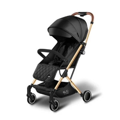 Teknum Travel Lite Stroller SLD, Lightweight 1-Second Folding Baby Stroller with Carry Bag, Mosquito Net & Seat Cover, Black Gold - TK_YF001G_BK