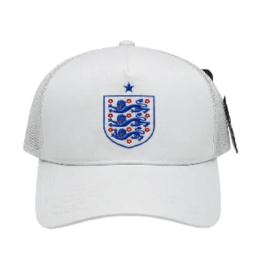 Toyland England Football Fan Net Long Cap, Adjustable Breathable Mesh Sports Hat, Unisex, White - HC105