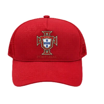 Toyland Portugal Football Fan Net Long Cap, Adjustable Breathable Mesh Sports Hat, Unisex, Red - HC108