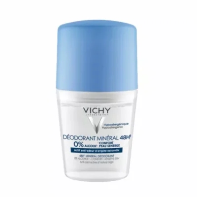 VICHY 48H Mineral Anti-Odour Aluminum-Free Deodorant Roll-On 50ml - Gentle Anti-Odor Deodorant for Sensitive Skin