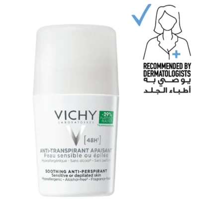 VICHY 48H Soothing Anti-Perspirant Roll-On Deodorant for Sensitive Skin 50ml - Alcohol-Free Deodorant with 48-Hour Protection