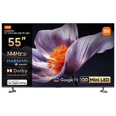 Xiaomi TV S Pro Mini LED 55 Inch 2026 - QD-Mini LED 4K UHD Display, 144Hz Refresh Rate, Google TV, Dolby Audio and Atmos, Low Reflection, Black - ELA6304GL