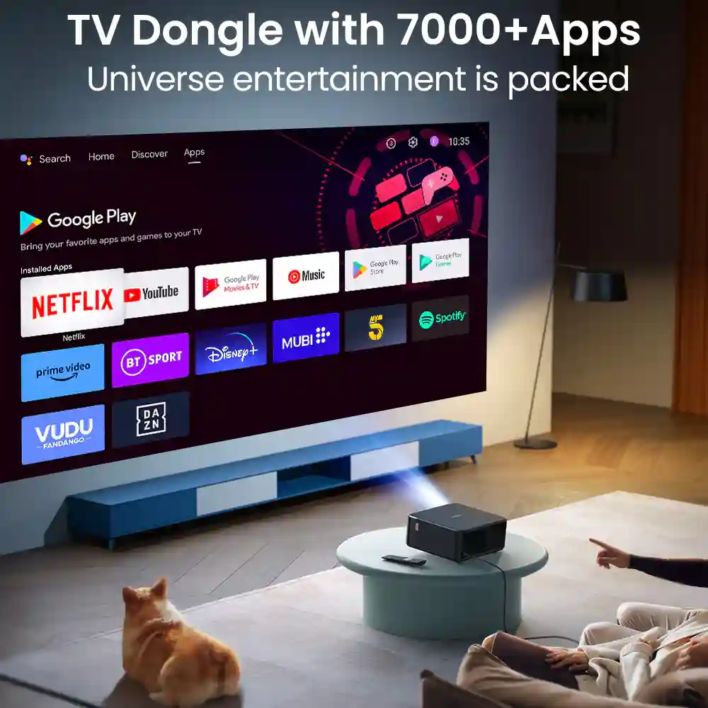 Yaber K2S Smart Projector, Native 1080P, 1000 ANSI Lumens, JBL Dual 12W Speakers, Dolby Audio, Android TV, Auto Focus & Wi-Fi 6 - Image 5